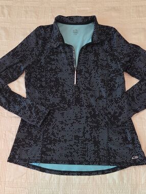 Black & Light Blue Quarter-Zip Performance Sweater